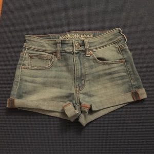 American Eagle Hi-rise Shortie Jean Shorts Light
